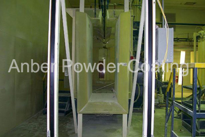 End view of powder sptay room